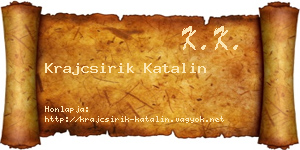 Krajcsirik Katalin névjegykártya